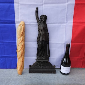Placa de parede em ferro fundido "Marianne" francesa, Estátua da Deusa da Liberdade em ferro fundido, Símbolo francês da liberdade, Decoração de parede em ferro fundido, Grande pátina