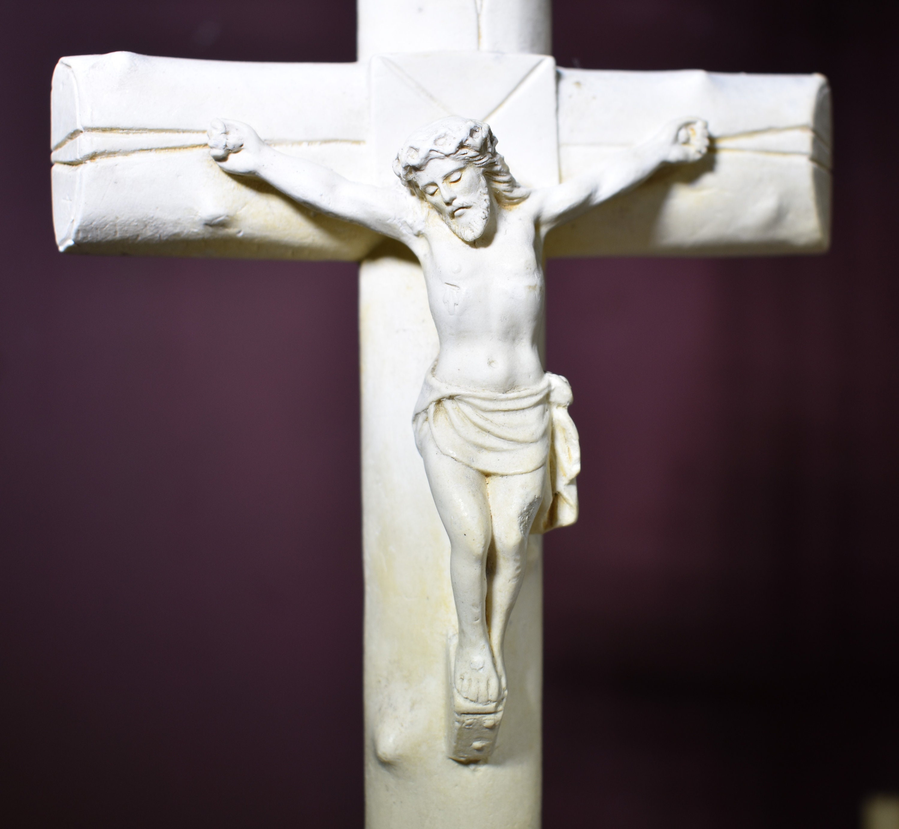 Années 1910 Français Crucifix à La Craie Blanche, Blanc Belle Jésus-Christ, Croix Français, Pour Jdl