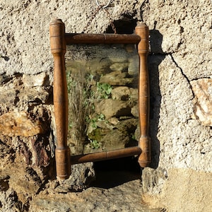 French Faux Bamboo Mirror, Beautiful Distressed Small Size Wall Mirror, 1920&#39;s 30&#39;s Super Stylish Framed Mirror, Ideal Gallery Wall Addition