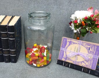 Vintage French Glass Candy Jar: 1950s Sweet Shop Decor