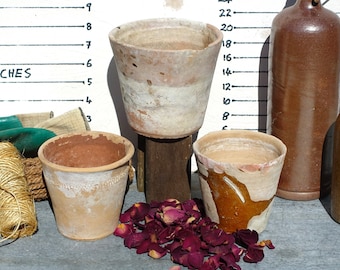 Three French Antique Seedling Pots, Three Terracotta Flower Pots,  The Three Pots As Shown, 1900&#39;s Manor House Garden Pots, Great Patina