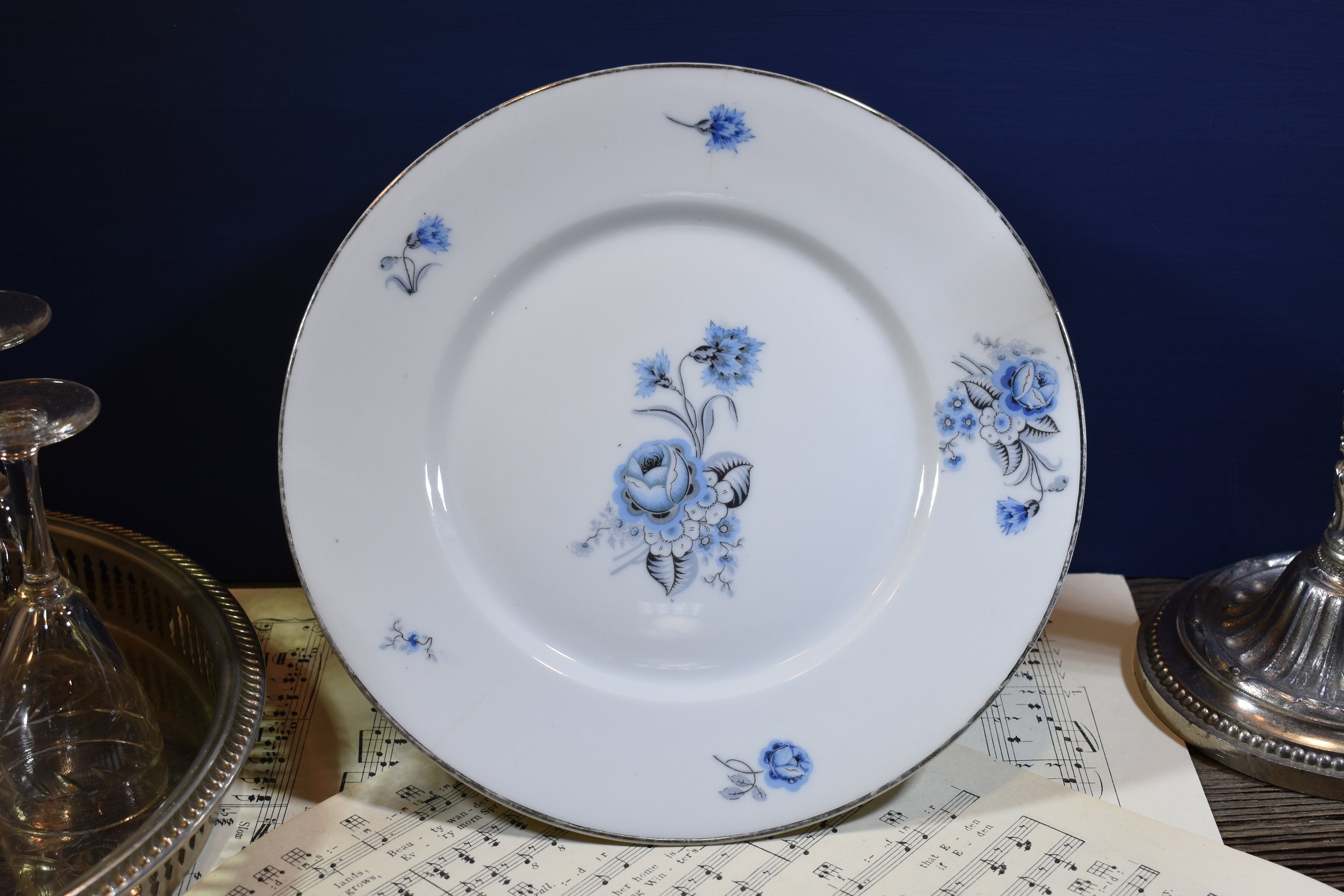 stand à Gâteaux en Porcelaine Antique Français de Limoges, Assiette Dessert sur Piédestal Décorative