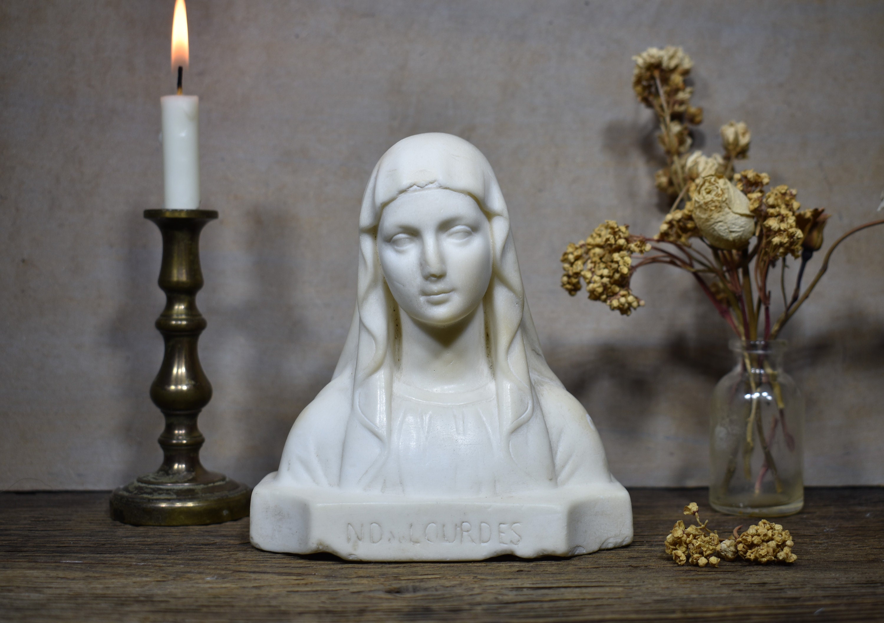 1950S 5 Virgin Mary Bust, A Lovely Meerschaum | Sepiolite Off White Signed C H Maillard, Français Ma