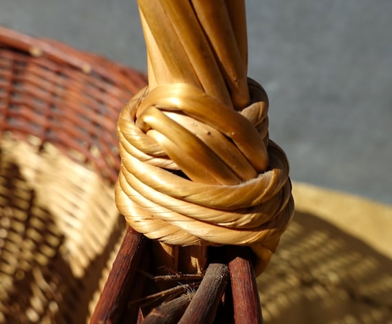 ヴィンテージ フランス製ウィッカー製マーケットバスケット：1970年代