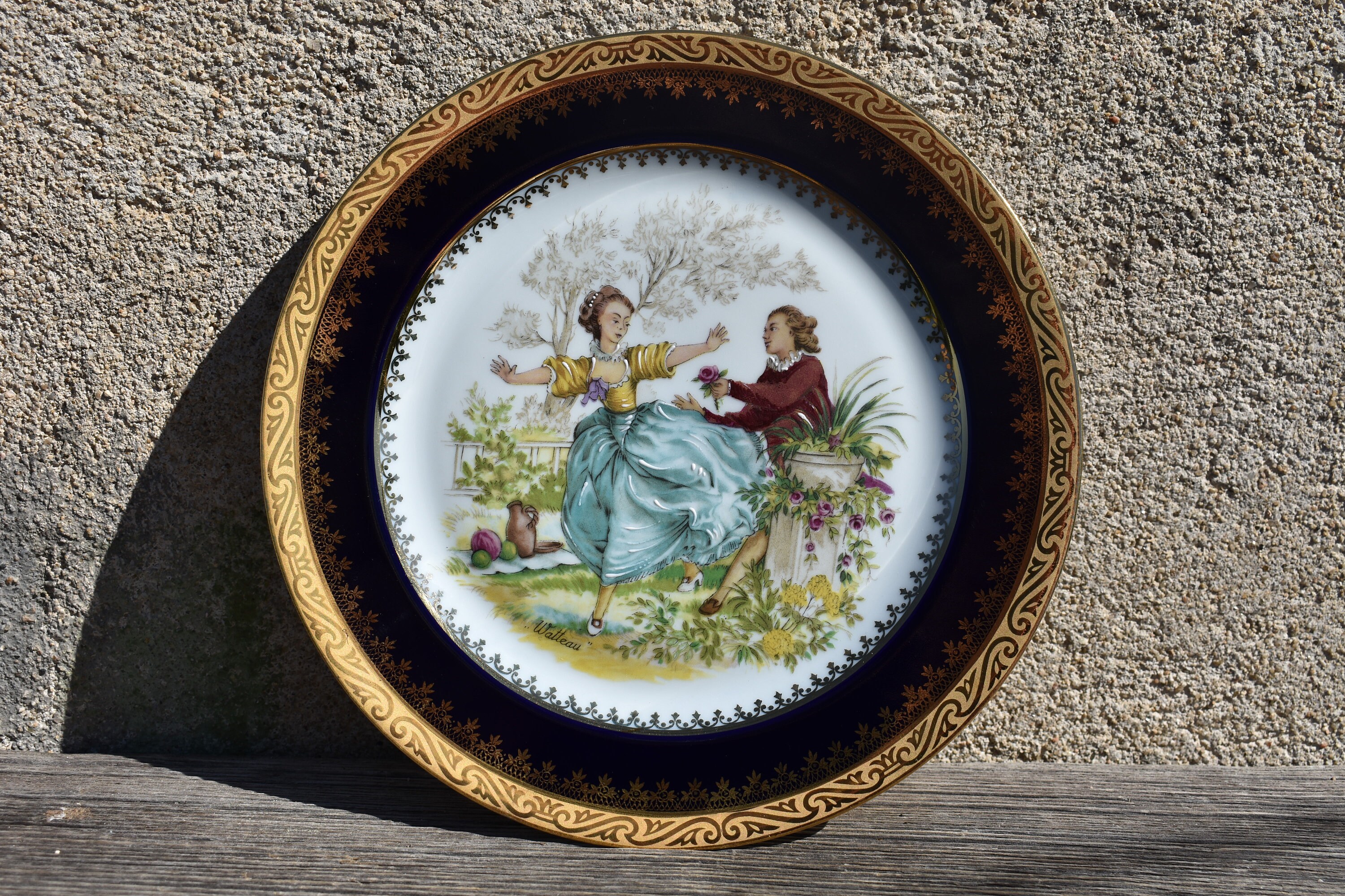 French Limoges Porcelain Plate Beautiful Cobalt Blue & Gold Etsy