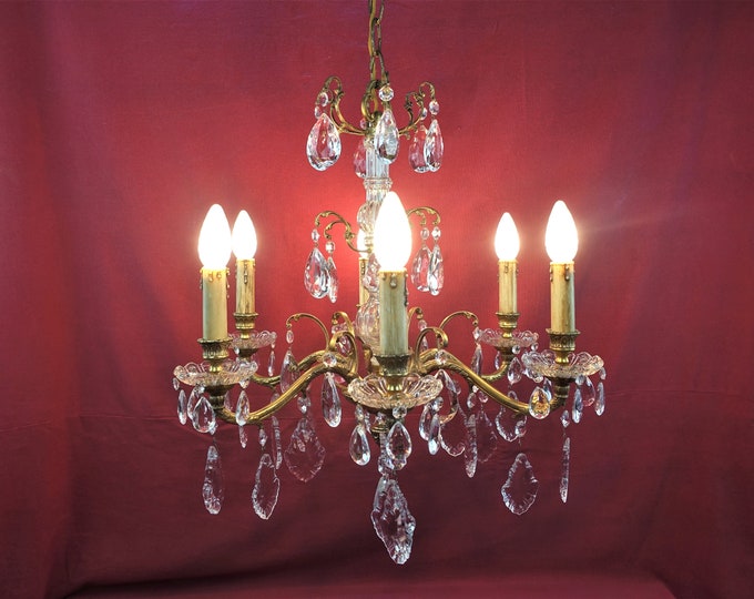 Vintage French Chandelier, Stunning Louis XV Style Gilt Bronze & Glass