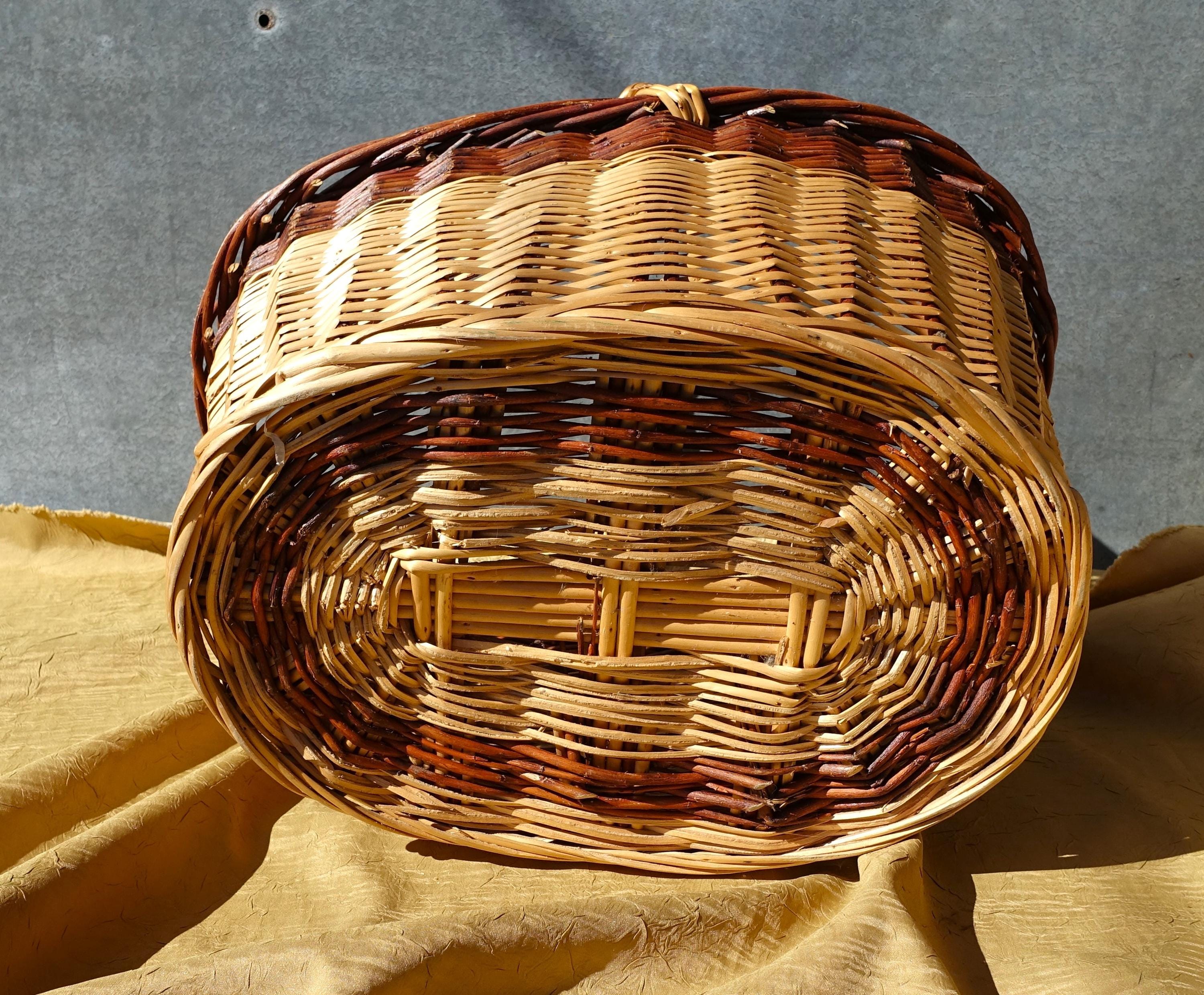 ヴィンテージ フランス製ウィッカー製マーケットバスケット：1970年代