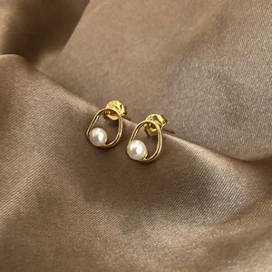 Pearl Stud Earrings Gold, Freshwater Pearl Stud Earrings, Simple Pearl Earrings, Sterling Silver Pearl Earrings, Pearl Studs, Gift For Her