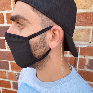 Face Mask Lanyard Black, Mask Chain Holder Men, Face Mask Holder Strap Lanyard, Detachable Necklace Chain, Trendy Mask Holder Chain For Man