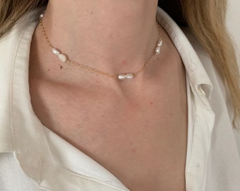 pearl choker thin necklace choker choker necklace pearl necklace Pearl-fect Simple Pearl Choker simple choker gold gold thin choker