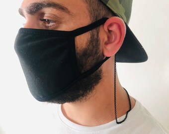 Face Mask Lanyard Black, Mask Chain Holder Men, Face Mask Holder Strap Lanyard, Detachable Necklace Chain, Trendy Mask Holder Chain For Man