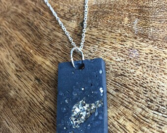 Minimal Necklace-Square Cement Pendant-Sterling Silver 925-Statement Pendant-Modern Necklace-Cement Necklace-The Perfect Christmas Gift