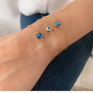 Evil Eye Bracelet Gold Filled, Good Luck Bracelets For Women, Tiny Evil Eye Bracelet, Evil Eye Protect Me Bracelet, Greek Evil Eye Favors