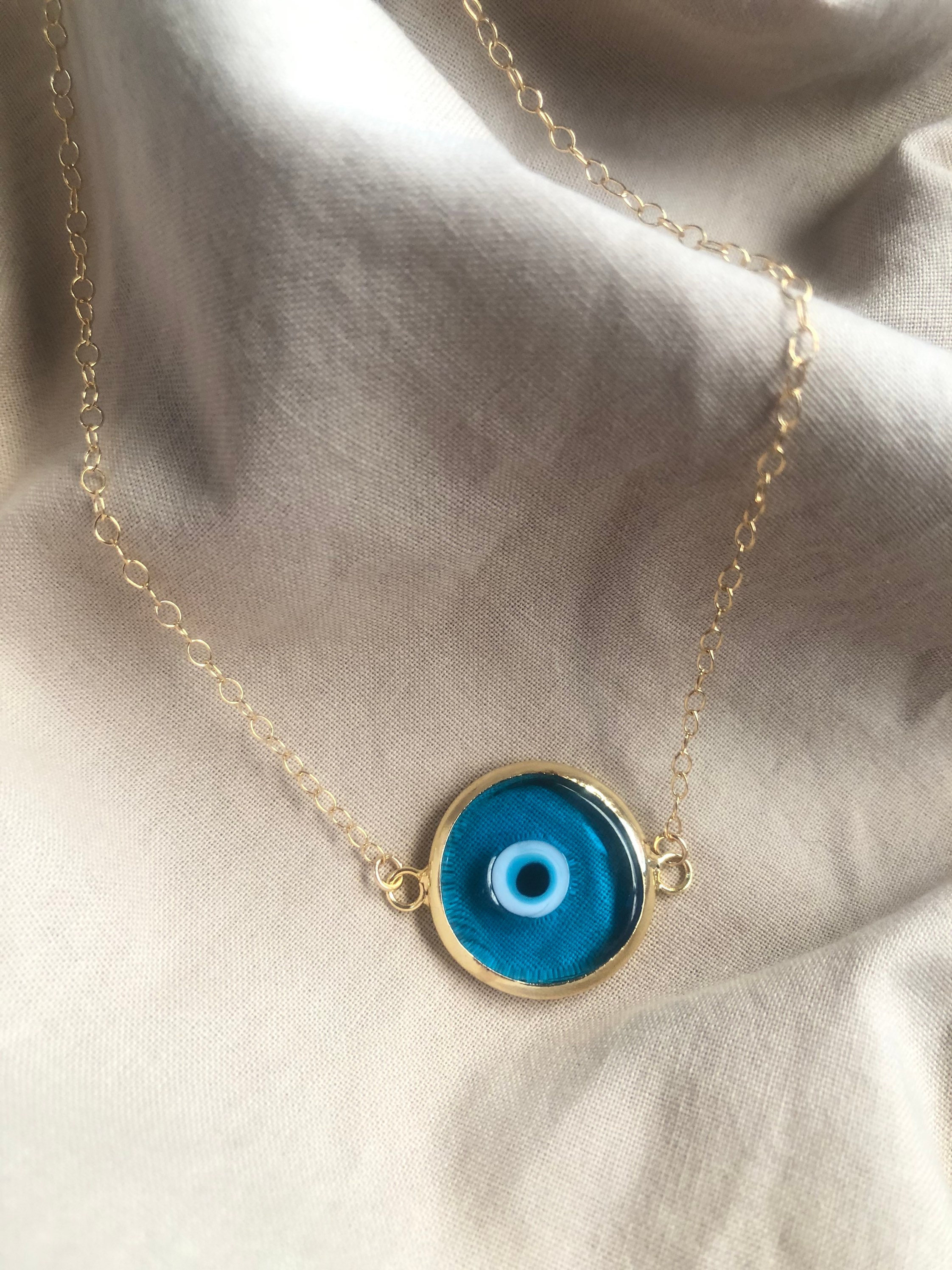 Evil Eye Necklace Gold Gold Necklaces For Woman Protection | Etsy