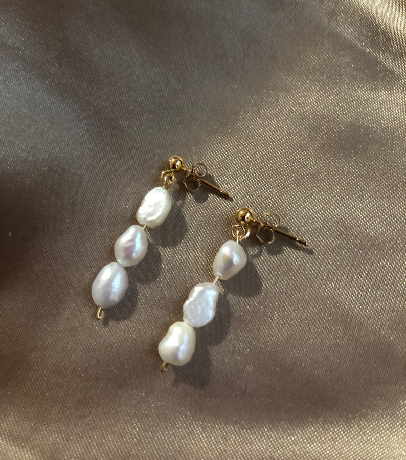 Pearl Drop Earrings Gold Filled Simple Pearl Earrings Pearl | Etsy