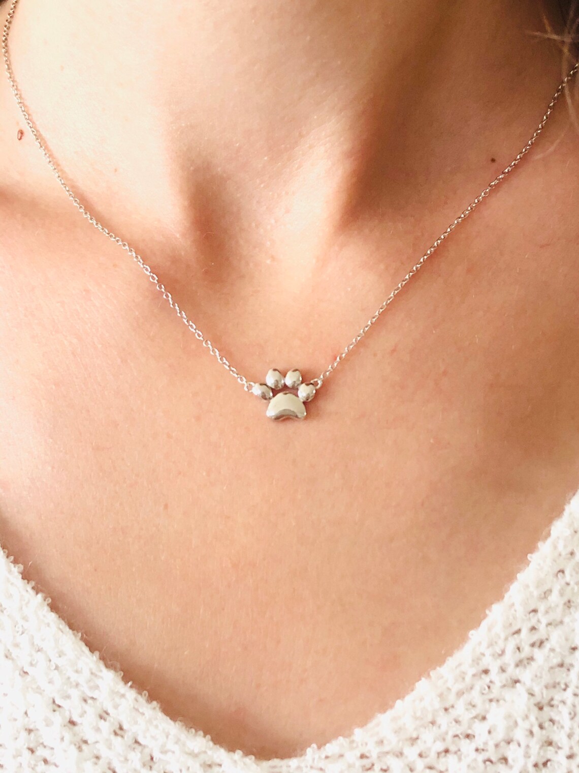 Paw Print Necklace Cat Paw Puppy Animal Lover Pendant | Etsy
