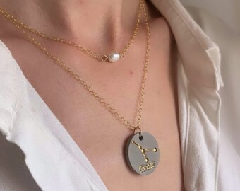 Zodiac Sign Necklace, Coin Necklace Gold, Constellation Necklace, Zodiac Outline Necklace, Minimalist Necklace For Women, Star Necklace