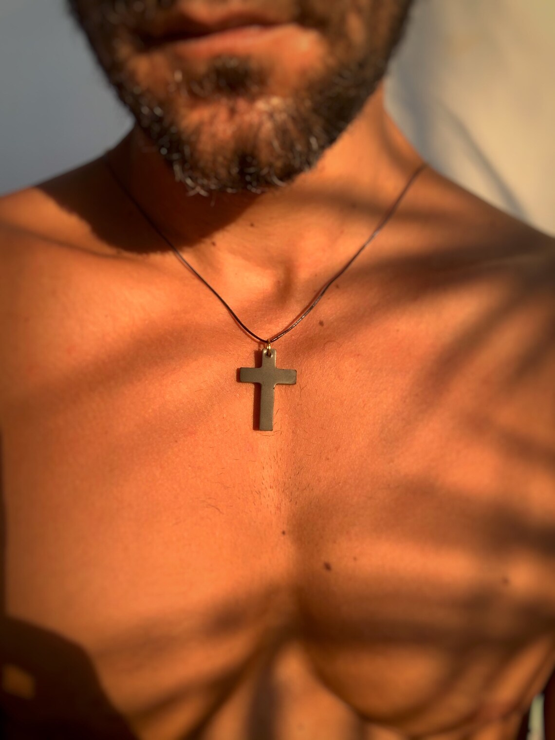 Men Cross Necklace Black Leather Necklace for Men With Etsy