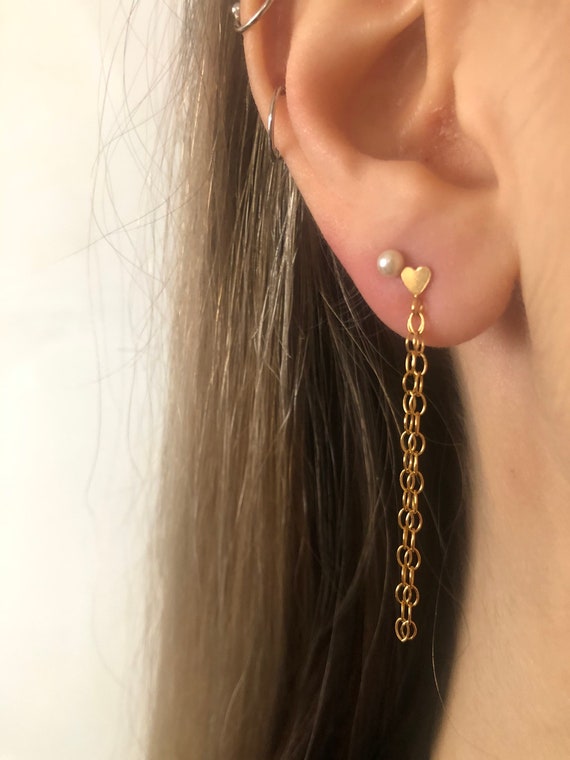 Chain Earrings Gold, 14k Gold Earrings Dangle, Chain Drop