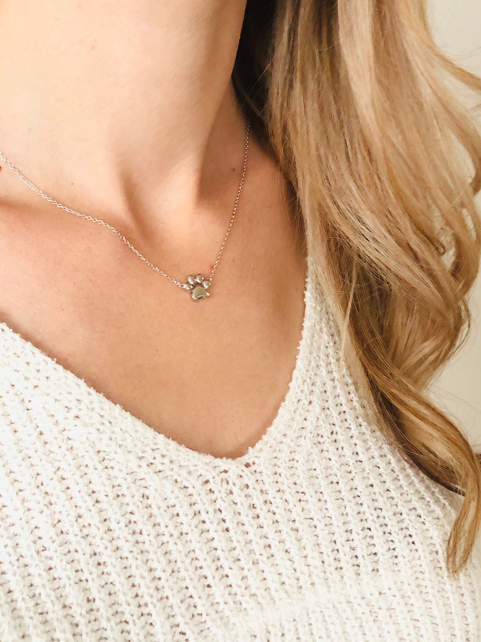 Paw Print Necklace Cat Paw Puppy Animal Lover Pendant | Etsy