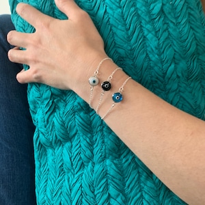 Braccialetto Evil Eye Argento, Braccialetto Occhio Malvagio Dainty, Braccialetto Evil Eye Protect Me, Bracciale greco Evil Eye Donne, Gioielli Occhio Malvagio per le donne