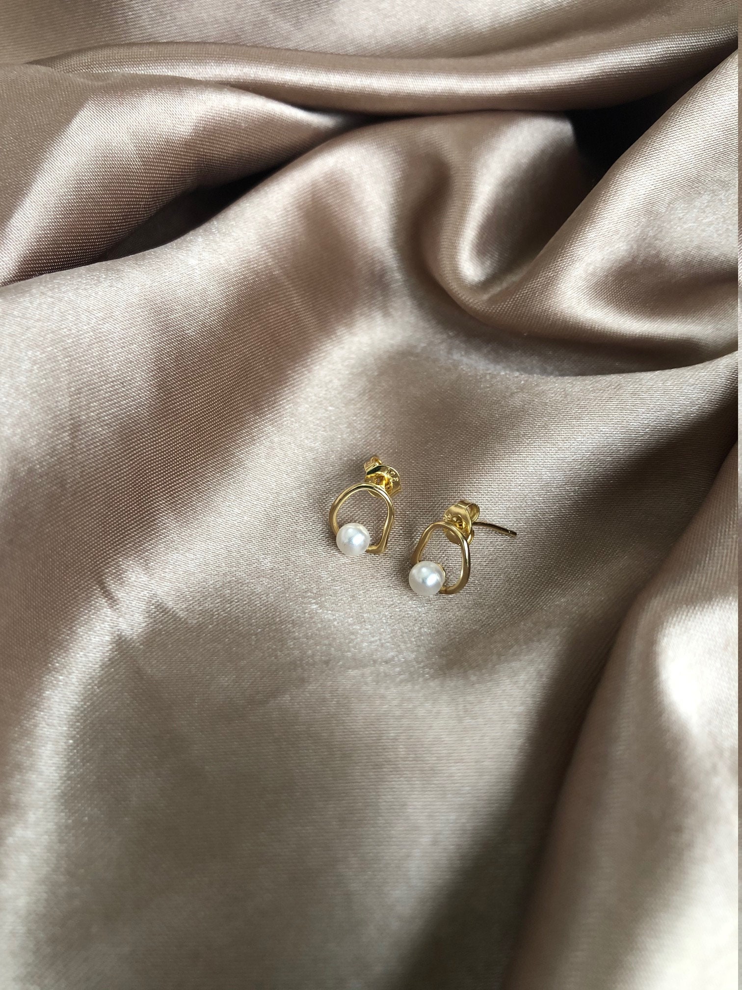 Pearl Stud Earrings Gold Freshwater Pearl Stud Earrings | Etsy