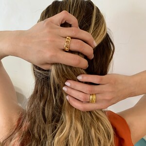 Adjustable Rings For Women Gold, Stackable Ring Set Gold, Dome Ring Gold, Plain Band Ring, Chunky Band Ring, Croissant Ring Adjustable