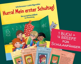 Personalisiertes Buch "Hurra! Mein erster Schultag" + 4 Briefe