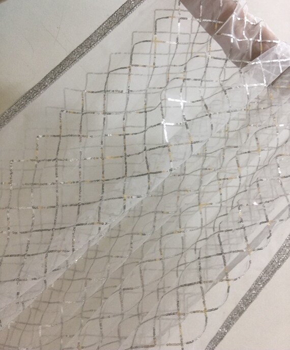 white dupatta with silver work