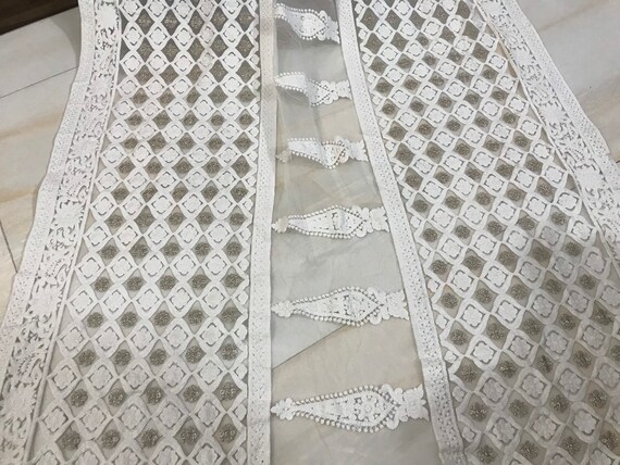 white dupatta with silver work