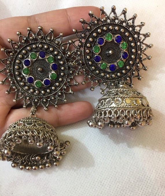 Silver Plated Earrings Big Jhumka Jhumki Earring For Women Girls | eBay