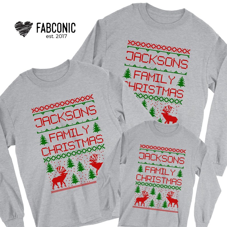 Ugly Christmas Sweater Custom Family Name Custom Christmas Etsy Ugly Family Christmas Sweaters