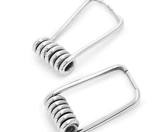 Molly 925 Silver earrings, a spring clothespin clothes horse becomes precious accessory