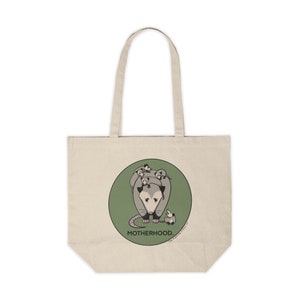 Canvas Shopping Tote // motherhood opossum shopping tote bag // the awkward artist llc