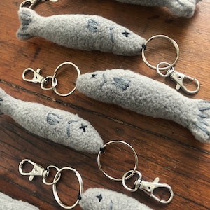 Fish plushie keychain // silly sardine keychain