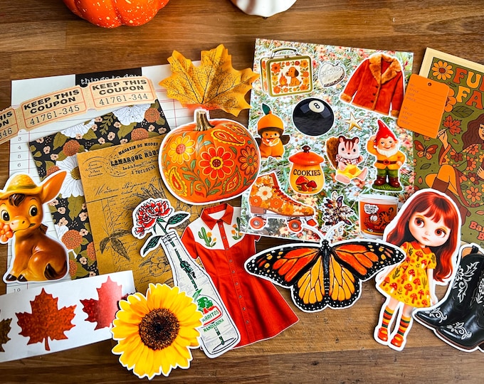 Funky Fall Sticker Pack – Retro Inspired Autumn Stickers, Cute Junk ...