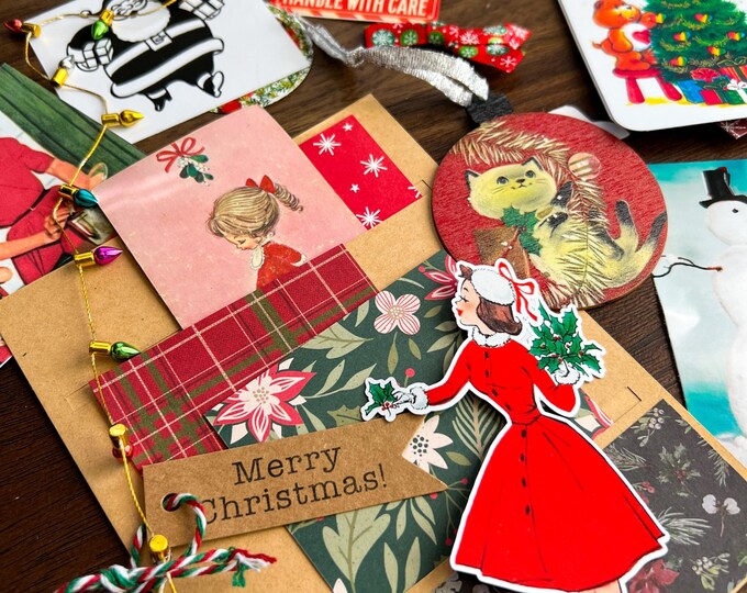 Vintage Christmas Holiday Junk Journal Kit 40 Retro Ephemera Pieces for ...