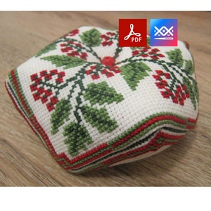 Cross Stitch Pattern Biscornu, Pin Cushion Pattern &#39;Viburnum&#39;, Biscornu Pattern, PDF pattern + SAGA format pattern