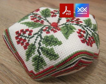 Cross Stitch Pattern Biscornu, Pin Cushion Pattern 'Viburnum', Biscornu Pattern, PDF pattern + SAGA format pattern