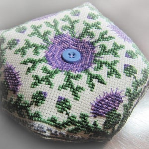 Biscornu Pattern, Cross Stitch  Biscornu Pattern, Pin Cushion Pattern &#39;Thistle&#39;, PDF Pattern