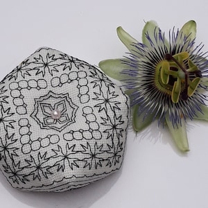 Blackwork Style Biscornu Pattern, Pin Cushion pattern, PDF Pattern, Biscornu Pattern &quot;Stitch by Stitch&quot;