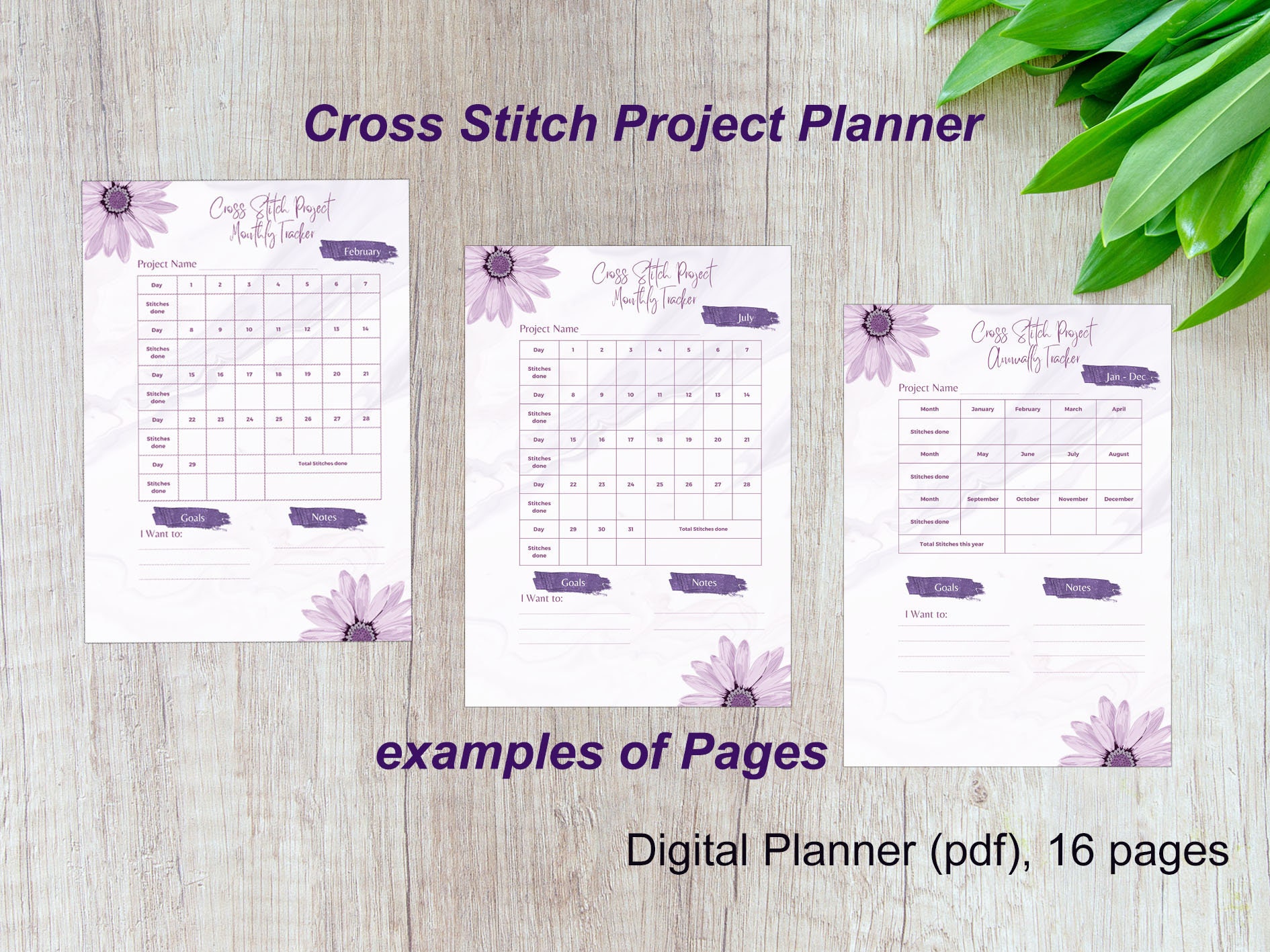 Cross Stitch Planner, Project Planner for Cross Stitch Projects, PDF