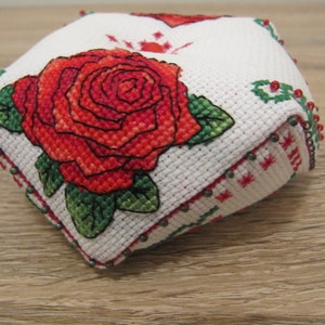 Cross Stitch Pattern Biscornu Pin Cushion &#39;Rose&#39;, PDF