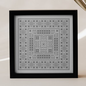 Patrón Blackwork "Campo de flores", patrón PDF + Patrón Cross Sitch Saga, descarga instantánea