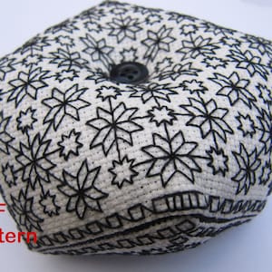 Blackwork Style Biscornu Pattern, Pin Cushion pattern, PDF Pattern