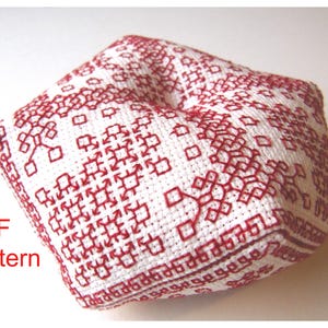 Pattern Biscornu Blackwork Style (in Red),  pincushion pattern, PDF Pattern
