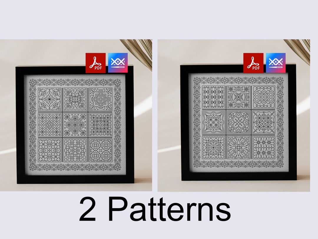Sampler #2 and #4 - Two Blackwork Style Sampler Patterns, 2 Digital ...