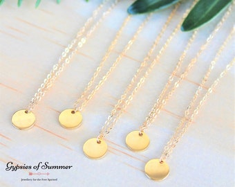 Small Gold Disc On 14k Gold Filled Chain / 14kt Gold Filled Necklace / Delicate Small Disc Necklace / Minimal Gold Necklace / Dainty Jewelry