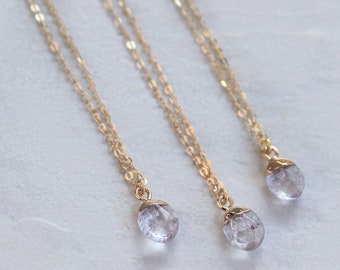 Clear Quartz Necklace / 14k Gold Filled Necklace / Dainty Gemstone Jewelry / Minimal Crystal Necklace / Healing Jewellery