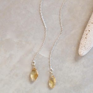 Dainty Citrine Gold Threader Earrings / Citrine Crystal Jewellery / November Birthstone / Minimalist Jewelry / Boho Gift / Dangle Earrings